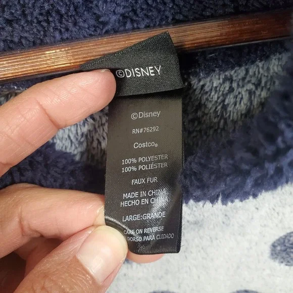 Disney Women Mickey Lounger Hood Sleep Night Shirt Sherpa Pajamas Blue Sz Large - Picture 6 of 8